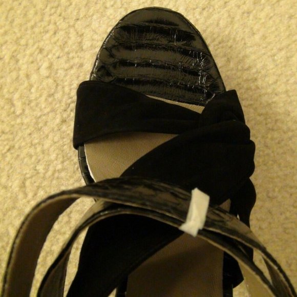 Lisa for Donald Pliner Deryk Black Suede Platform Sandal Heels 8.5M MSRP $285 - Picture 4 of 12